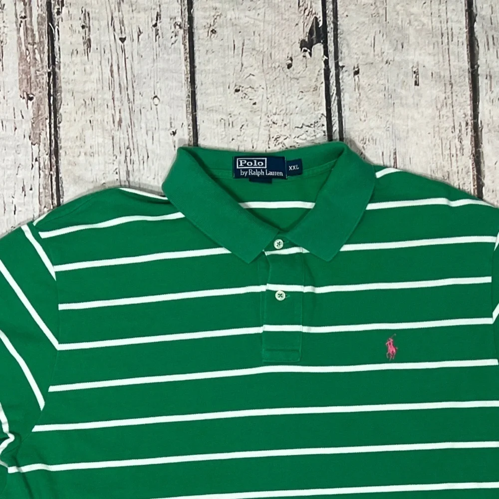 Polo Ralph Lauren Mens Striped Mens Golf Tennis Green Golfer Summer Shirt